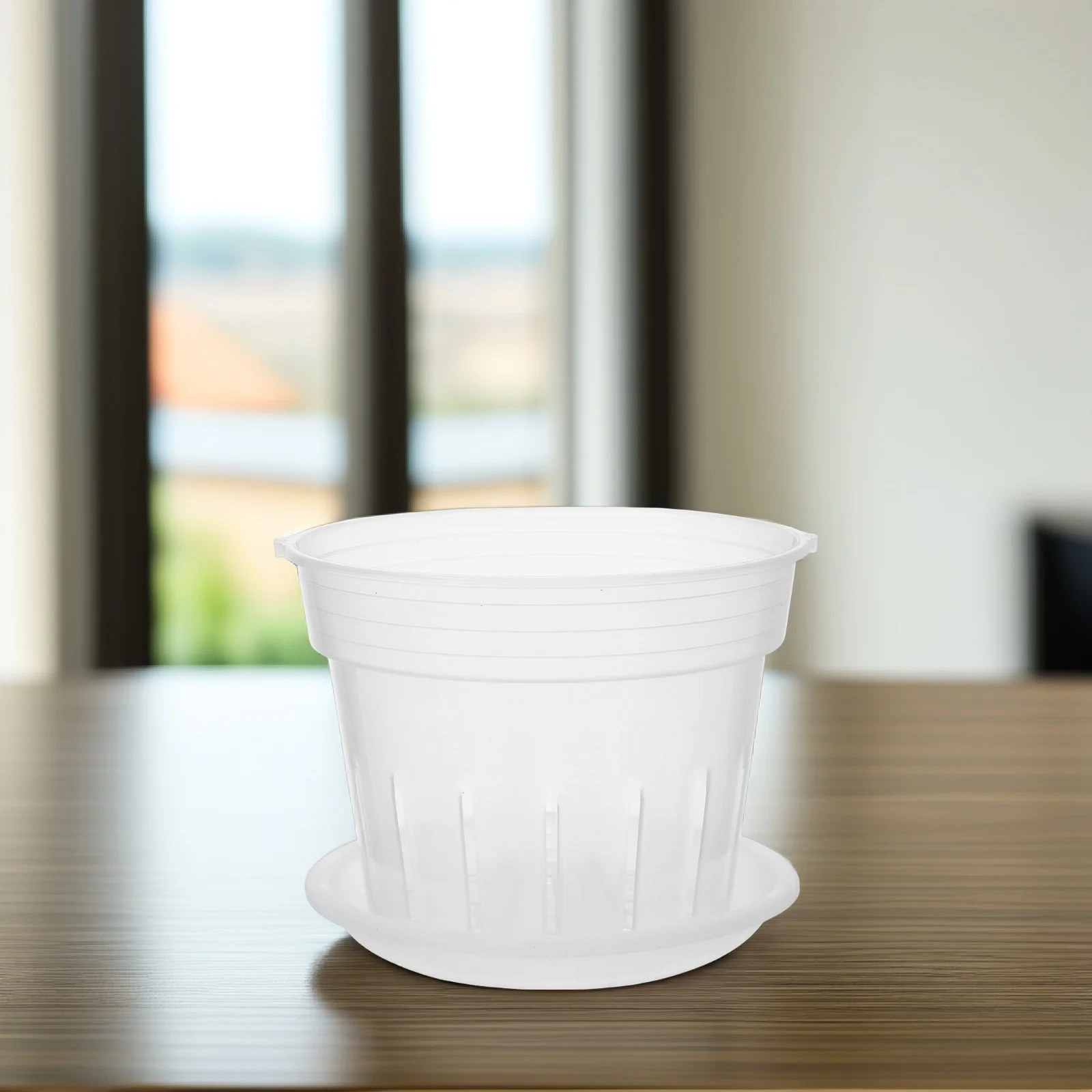 

Clear Plastic Flower Pot Planter Pots with Drainage Flowerpot Nursery Tray Mesh Orchid Mini Succulent Container