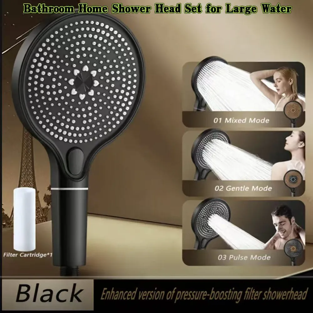 

15cm Round Love Flower Showerhead: High-Pressure Spray Head with Super Absorbent Bathroom Home Shower Head Set for Large Water