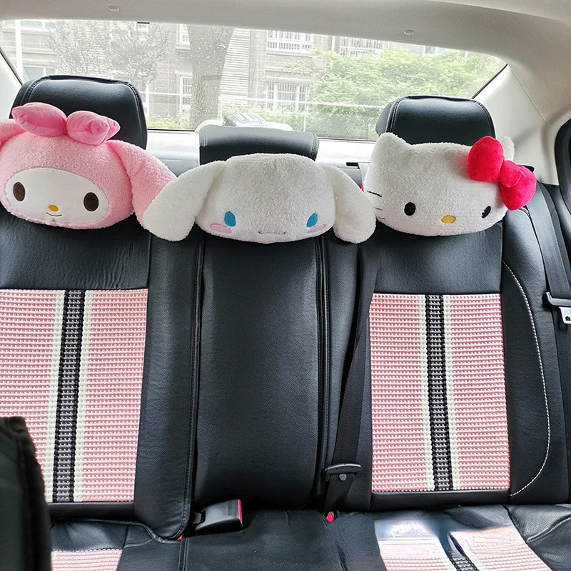 Sanrio Kawaii Car Headrest Cinnamoroll Kuromi My Melody Neck Pillow Anime Plush Headrest Car Neck Support New