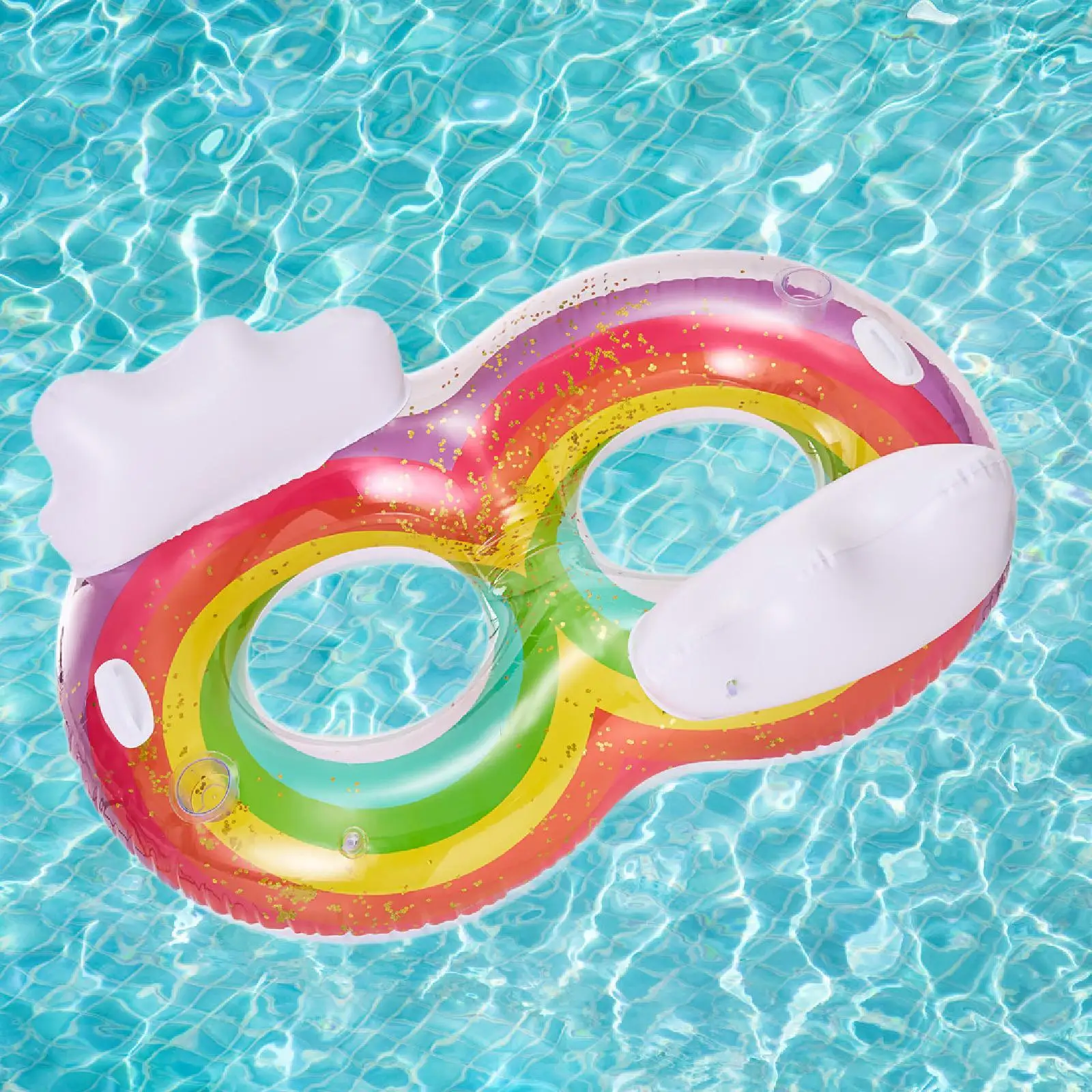 Swimming Ring Pool Toy with Handles Inflatable Tube Equipment Pool Float for