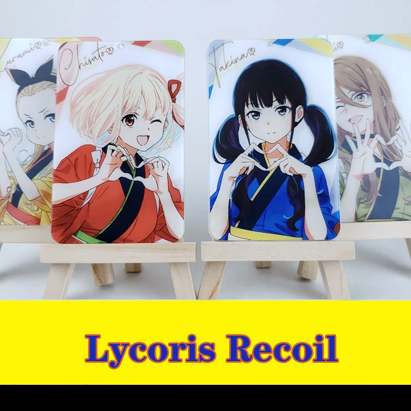 Anime Lycoris Recoil Kurumi Inoue Takina Nishikigi Chisato Card Holder Cosplay ID Card Case Cover Cartoon Keychain Pendant Decor