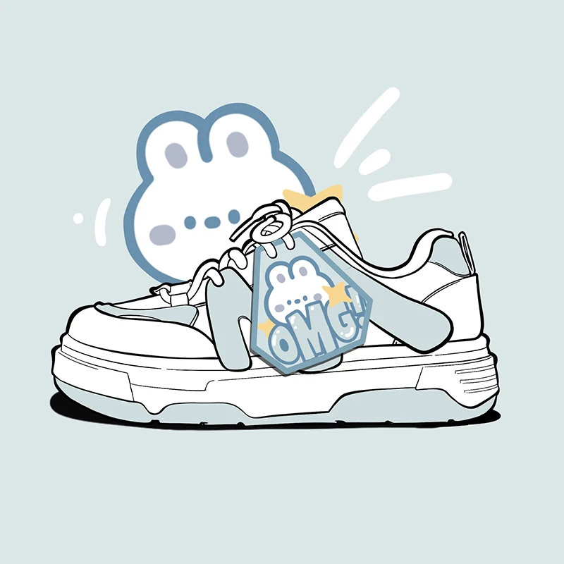 Amy and Michael 2024 New Lovely Girls Students Sports Casual Sneakers Female White Skateboard Shoes Women Low Top Anime Shoes