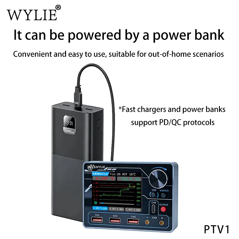 WYLIE PTV1 Smart Power Meter MultiChannel Maintenance Power Supply 0 to 13V 5A Output Precision Equipment Debugging Tools