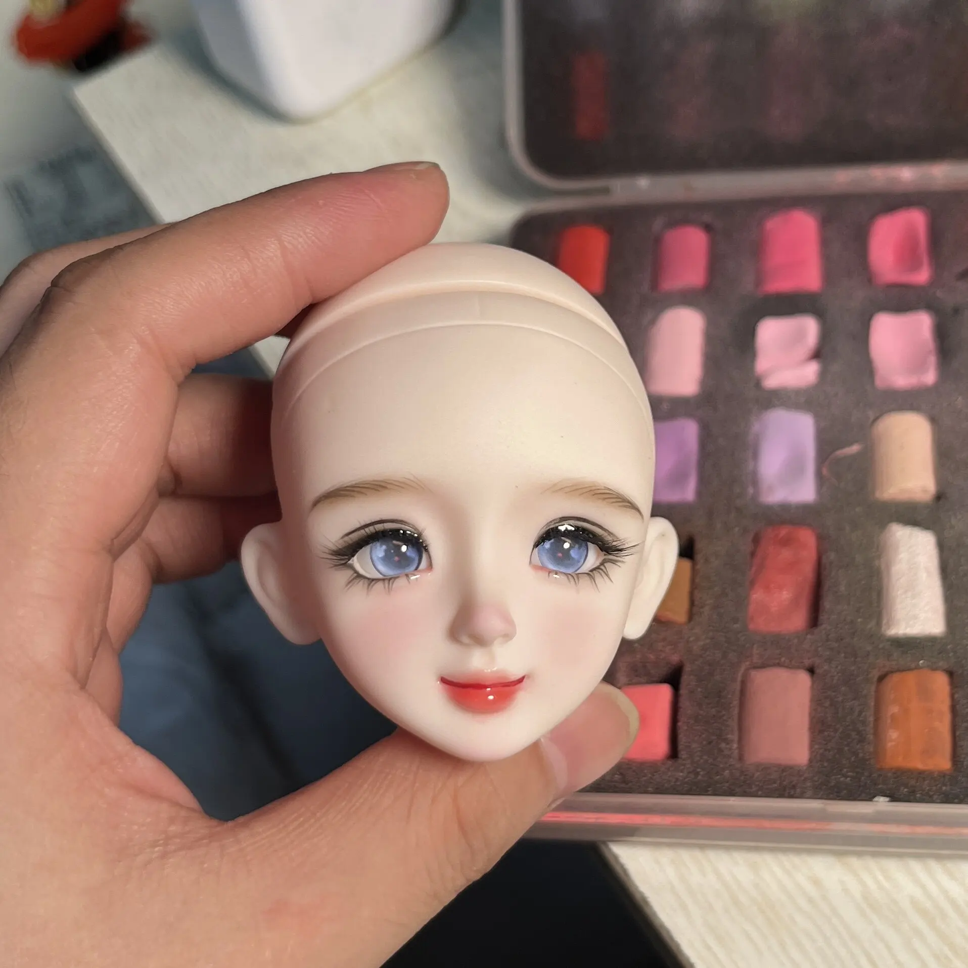 In Stock Hand Painted 1/6 Bjd Doll Head Finished Makeup Mjd Replacement Head, Removable Eyeballs Doll Parts