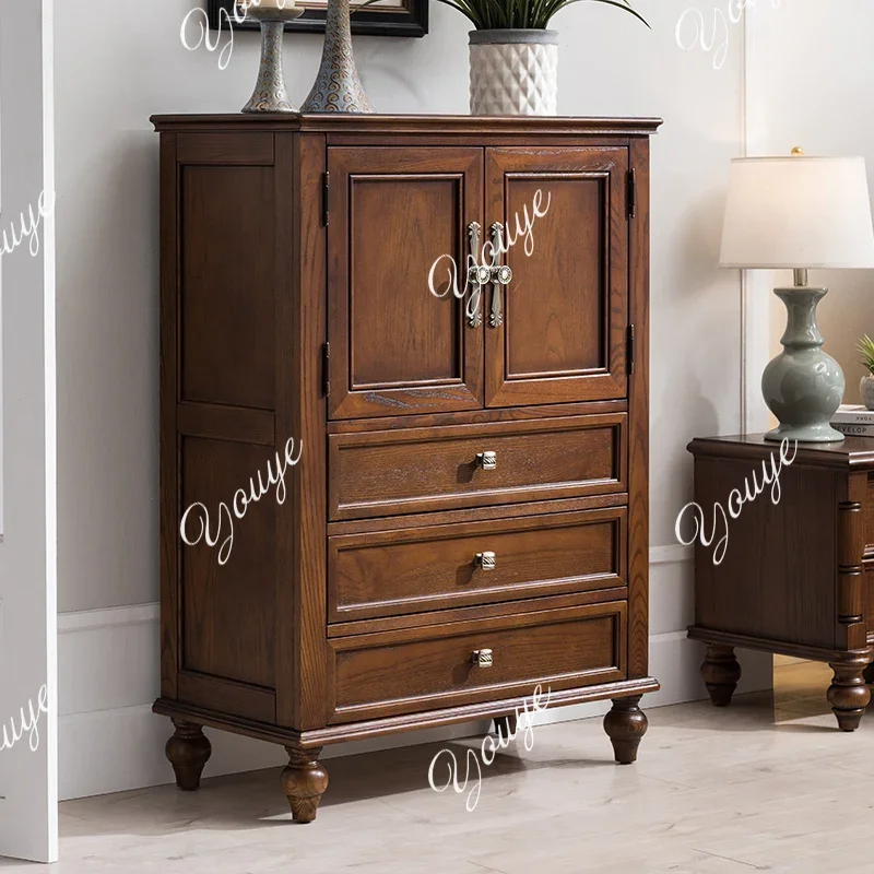 

XS American Double Door Chest Of Drawers, Bedroom Storage For Clothes, Drawer Storage Cabinet, Ash Wood Living Room, Solid Wood