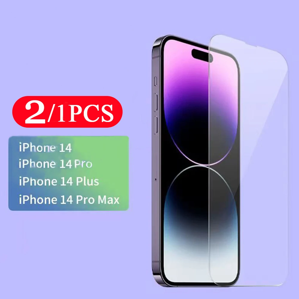 2/1 Uds película protectora para Iphone 12 13 Mini 14 11 Pro Max Plus Xr Xs X Protector de pantalla de teléfono vidrio templado teléfono inteligente