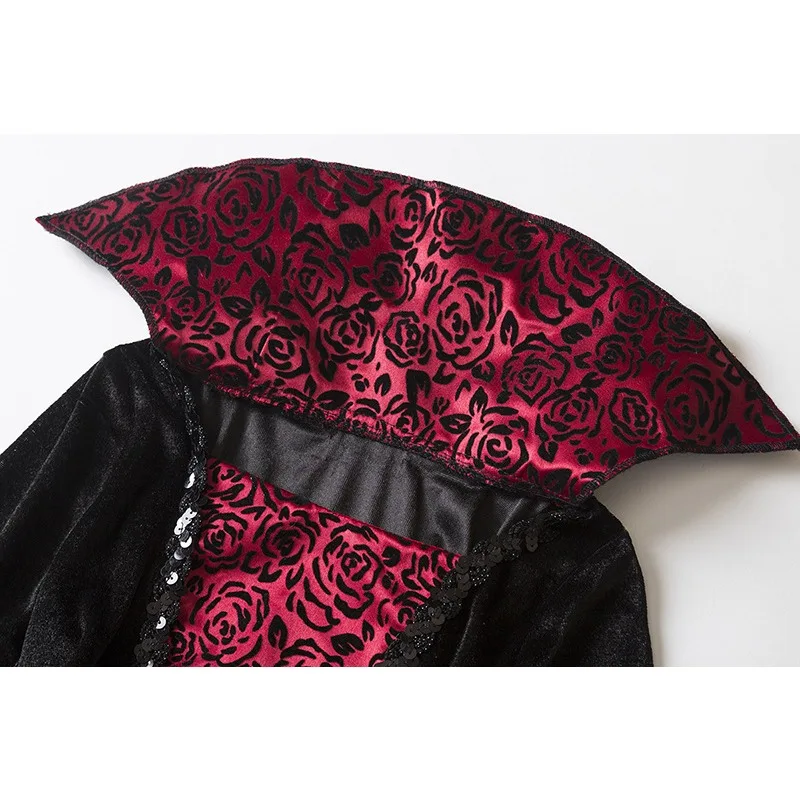 فستان الهالوين مصاص الدماء للأطفال شبح العروس القوطية الساحرة تأثيري حلي كرنفال حفلة فساتين الملابس السوداء والحمراء للفتيات