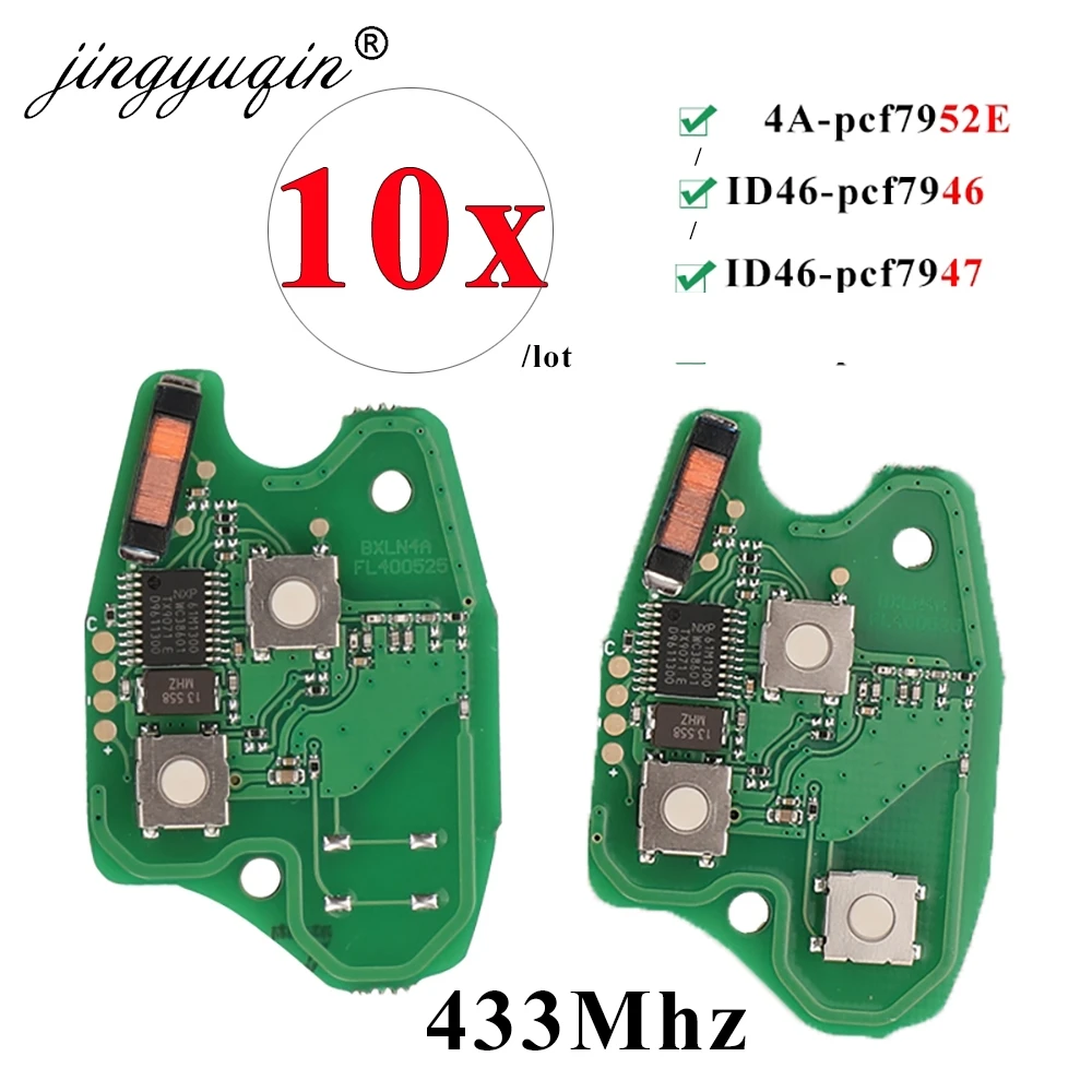 10pcs Remote Car Key Circuit Board For Renault Duster Modus Clio Twingo DACIA Logan Sandero 433Mhz ID46/4A pcf7952E PCF7947/7946