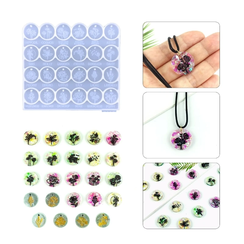 

DIY Multiple types Plant Flower Keychain Silicone Epoxy Mold DIY Ornament Pendant Jewelry Crafting Mould for Valentine Love Gift