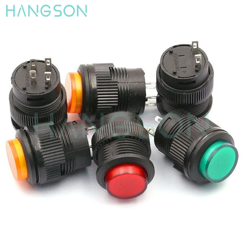 10PCS R16-503 Round Button Switch Momentary R16-503BD R16-503AD 3A 250V 16MM Self Locking Round Push Button Switch