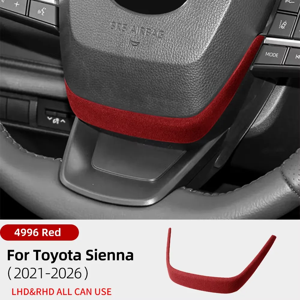 For Toyota Sienna 2021 2022 2023 2024 2025 2026 Car Steering Wheel Panel Interior Italian Top Suede Trim Cover Accessories