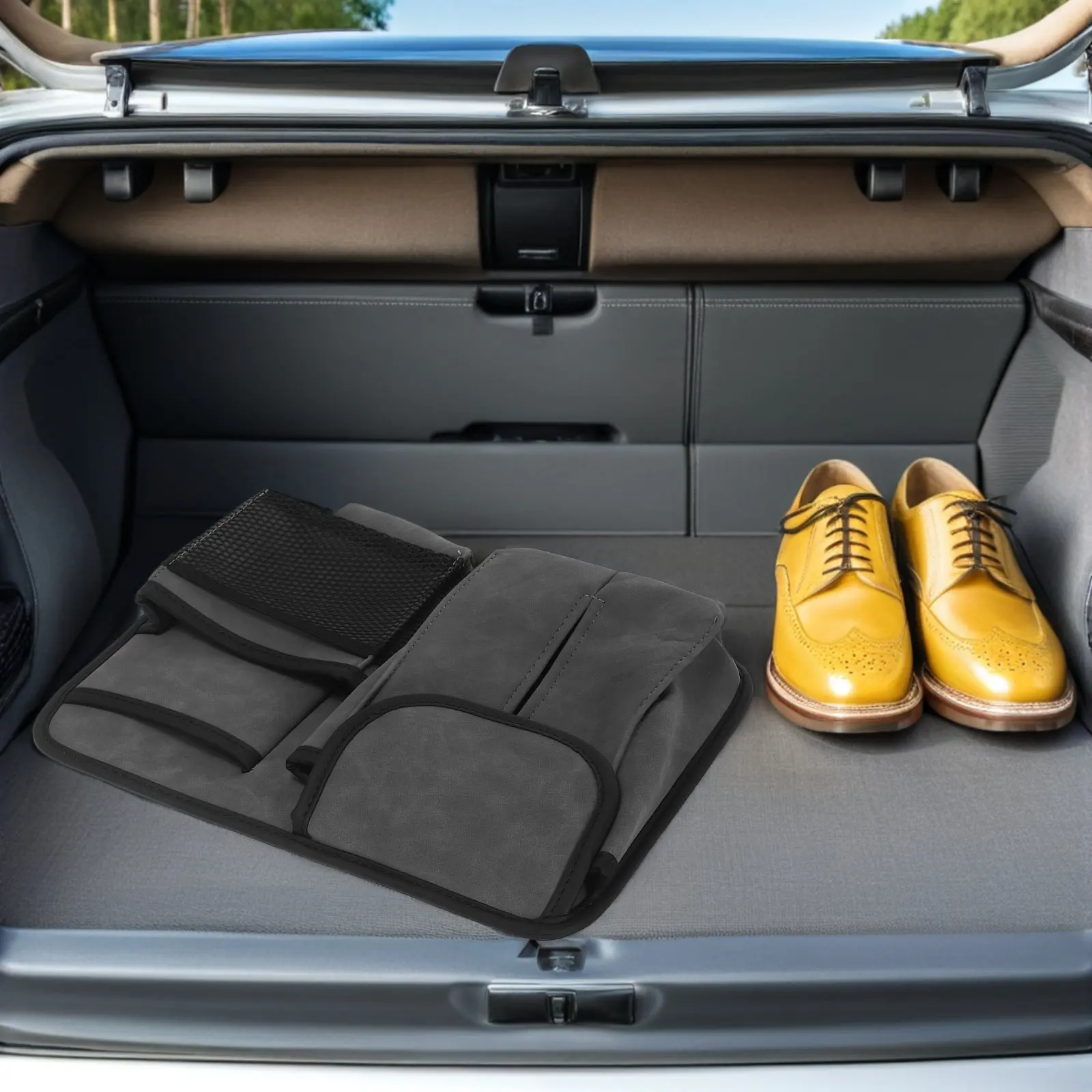 Suede Car Seat Back Hanging Bag Tissue Holder Mesh Pouch Storage Pocket Easy Install No Tools Car Organizer Backseat Utility