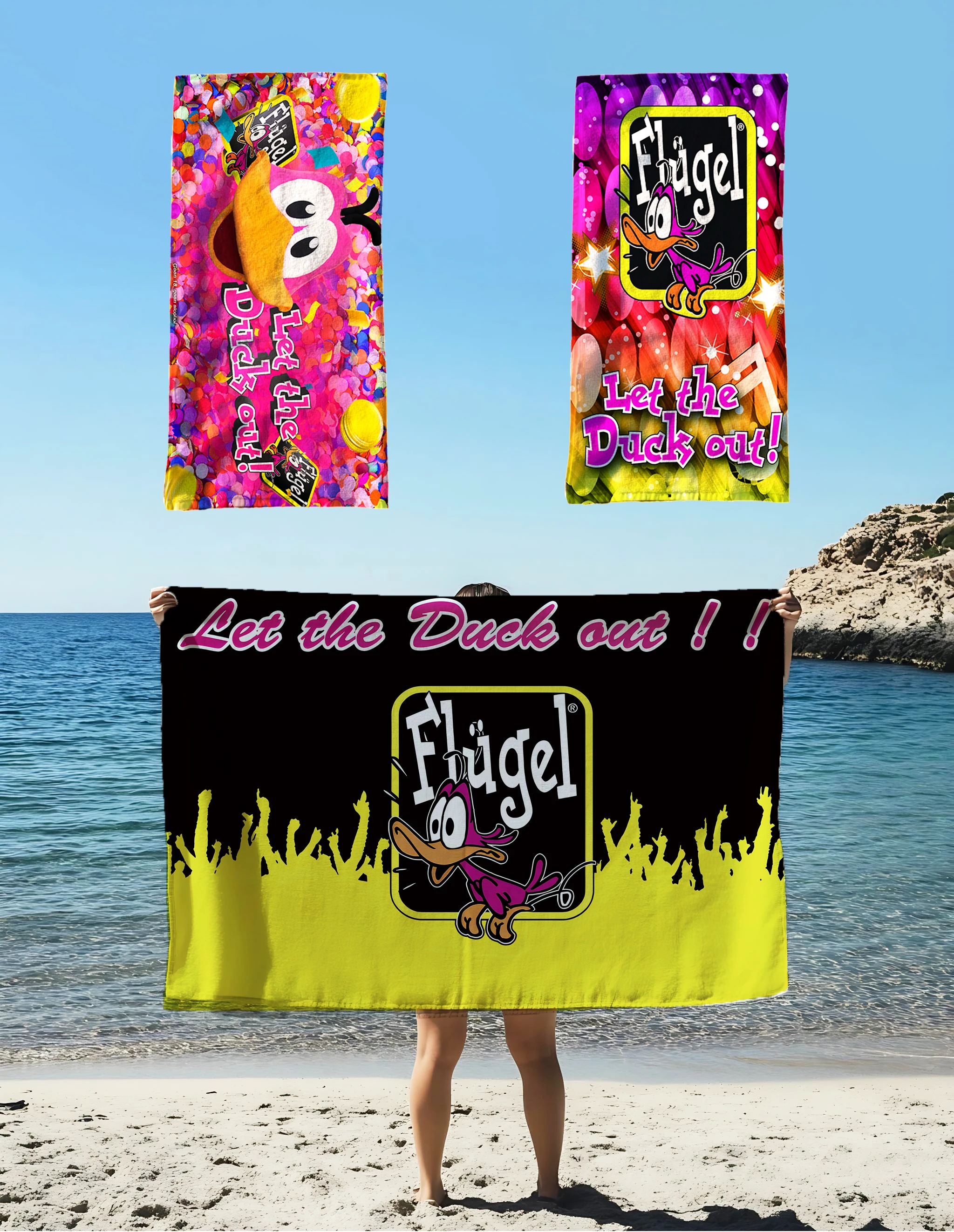 Letreros de hojalata de Metal Flugel Let The Duck Out Toalla de franela Terciopelo de doble cara Toalla de baño estampada suave de secado rápido para cara y lavado