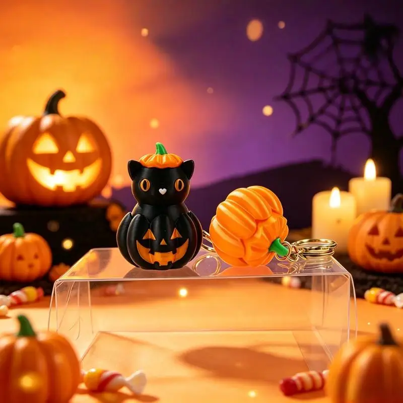 Lustige 3D-gedruckte Halloween-Serie Klicker-Schlüsselanhänger Kürbis-Skelett-Anhänger Entspannungsspielzeug Partygeschenk – Detail 3