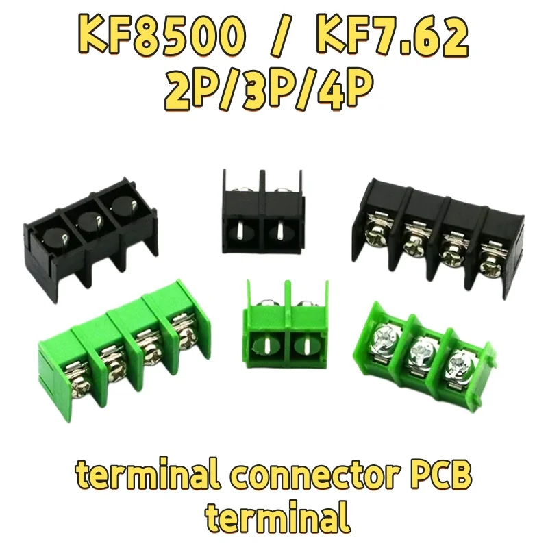 5 high-quality 300V/20A 7.62mm KF7.62 - 2P3P 4P screw terminal connectors with 7.62mm/8.5mm pitch KF8500MM Color: Green/Black