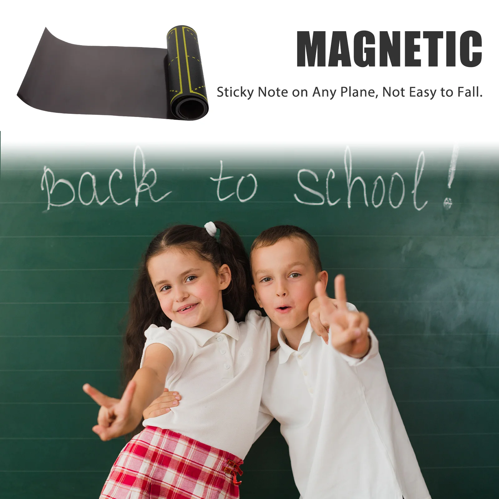 2 Pieces Self-Adhesive Magnetic Writing Board for School Stationery Grid Design Chalkboard Type Message Board for Home Office