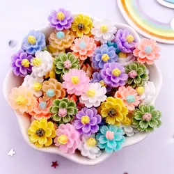 50Pcs 13mm Resin Carnation Flower Flatback Flower Rhinestone Gem Scrapbook Wedding Ornament Applique Crafts DIY Nail Art SG42