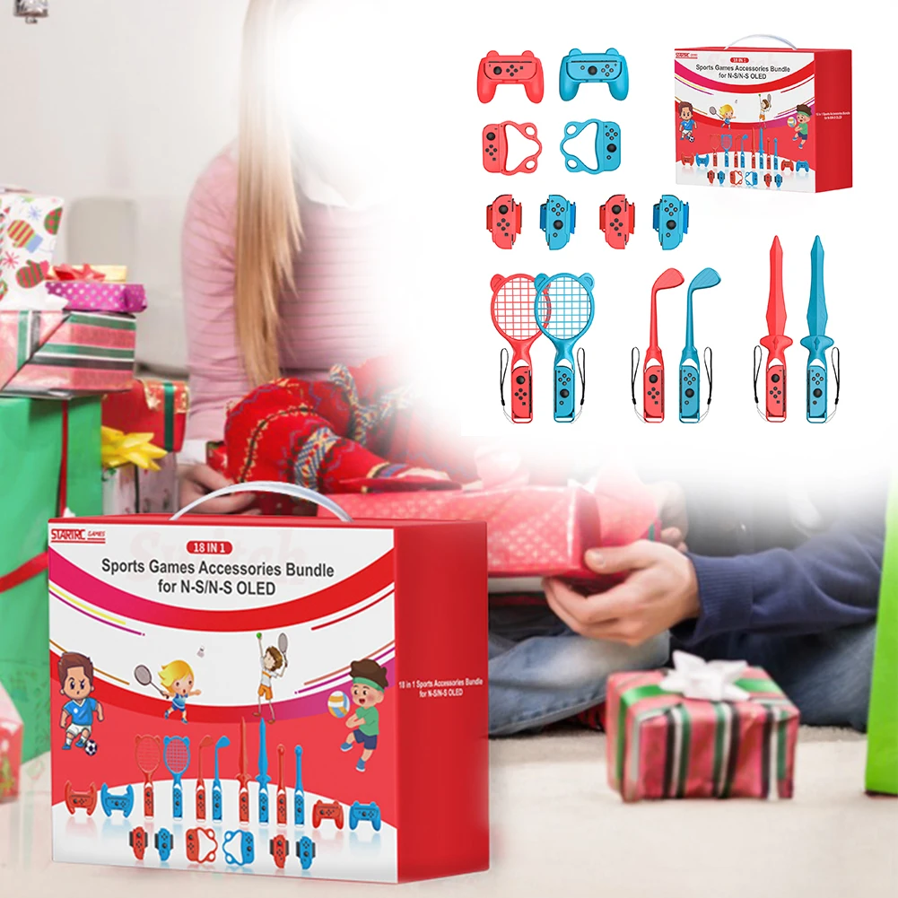 For Switch Accessories Golf Clubs Tennis Rackets Sword Grips Drumsticks Bowling Grips Wrist and Leg Strap for Joycon Controllers