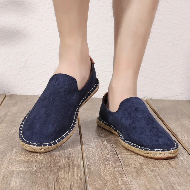 2023 Summer New Linen Men\'s Casual Shoes Handmade Weaving Fisherman Shoes Fashion Casual Flat Espadrilles Driving Shoes Big Size