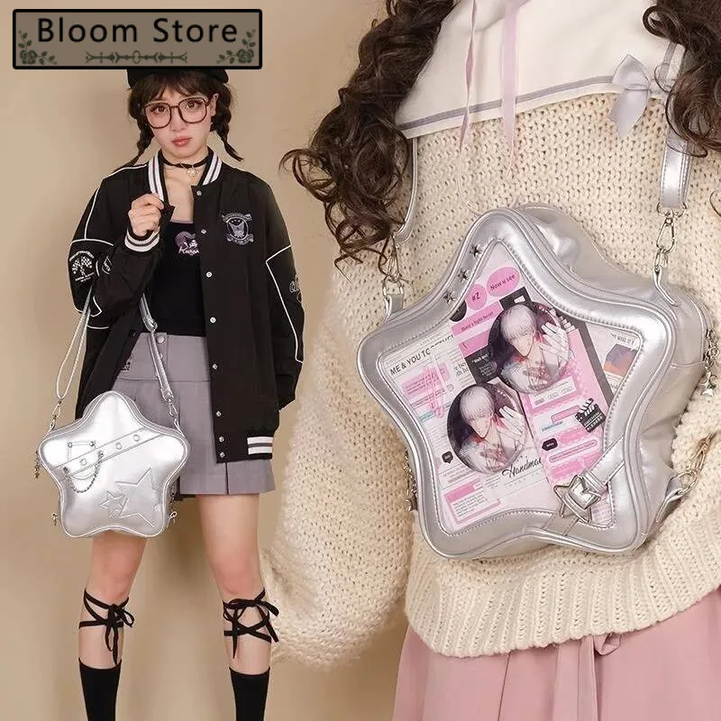

Bloom Haruku Star Sier Ita Backpack Women Lolita Transparent Shoulder Crossbody Bags Ladies Sweet Cute Y2k Backpacks