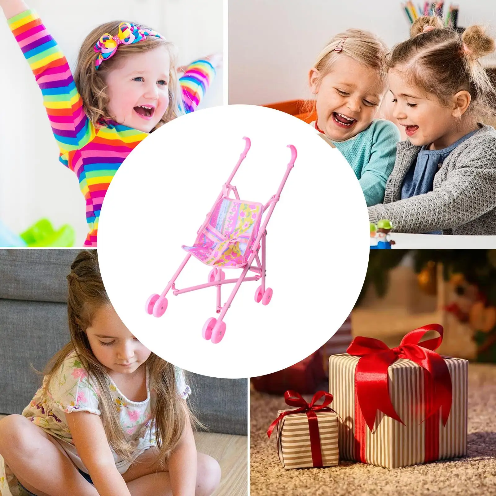 Carrinho de boneca de bebê, brinquedos de simulação para crianças, interativo, seguro para crianças, brinquedo para quarto, reunião de família