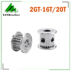 2GT GT2 Aluminum Timing Belt Idler Pulley 16T 20T Teeth Tooth 3mm 5mm 8mm Bore For 3D Printer 6mm Width Timing Belt