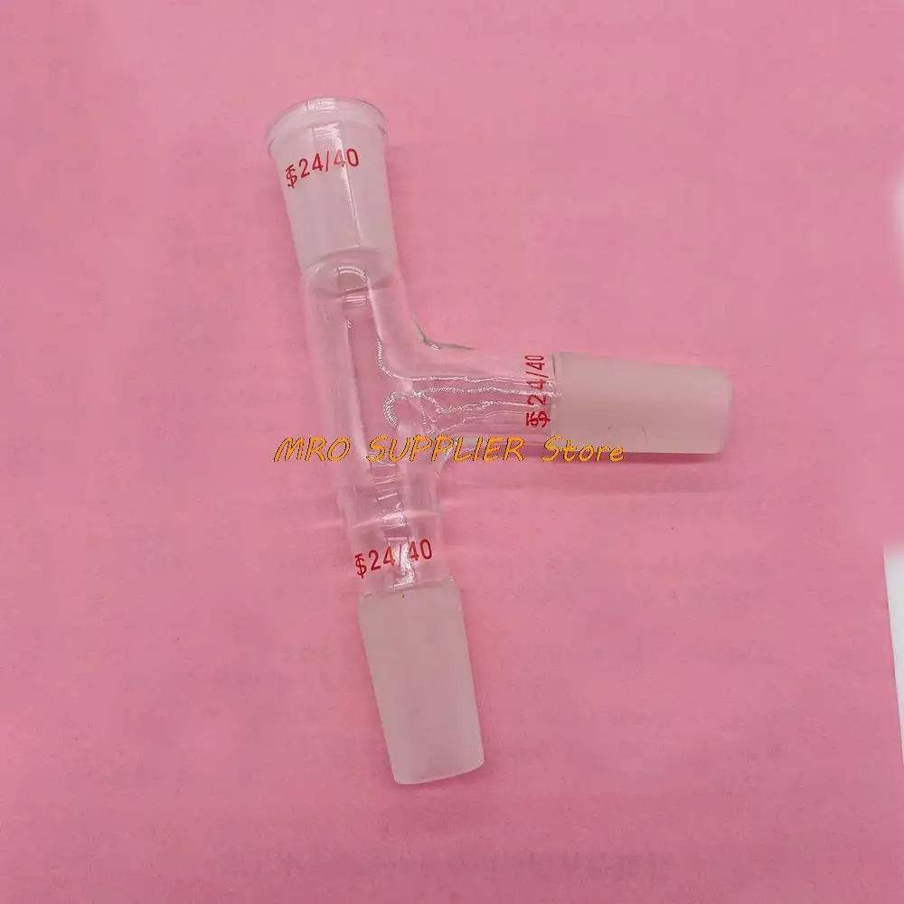 24/40 Glass Distillation Head ,Three Way Glass Adapter,75  Degree Bent Lab Glass 65mm Chemistry Labware