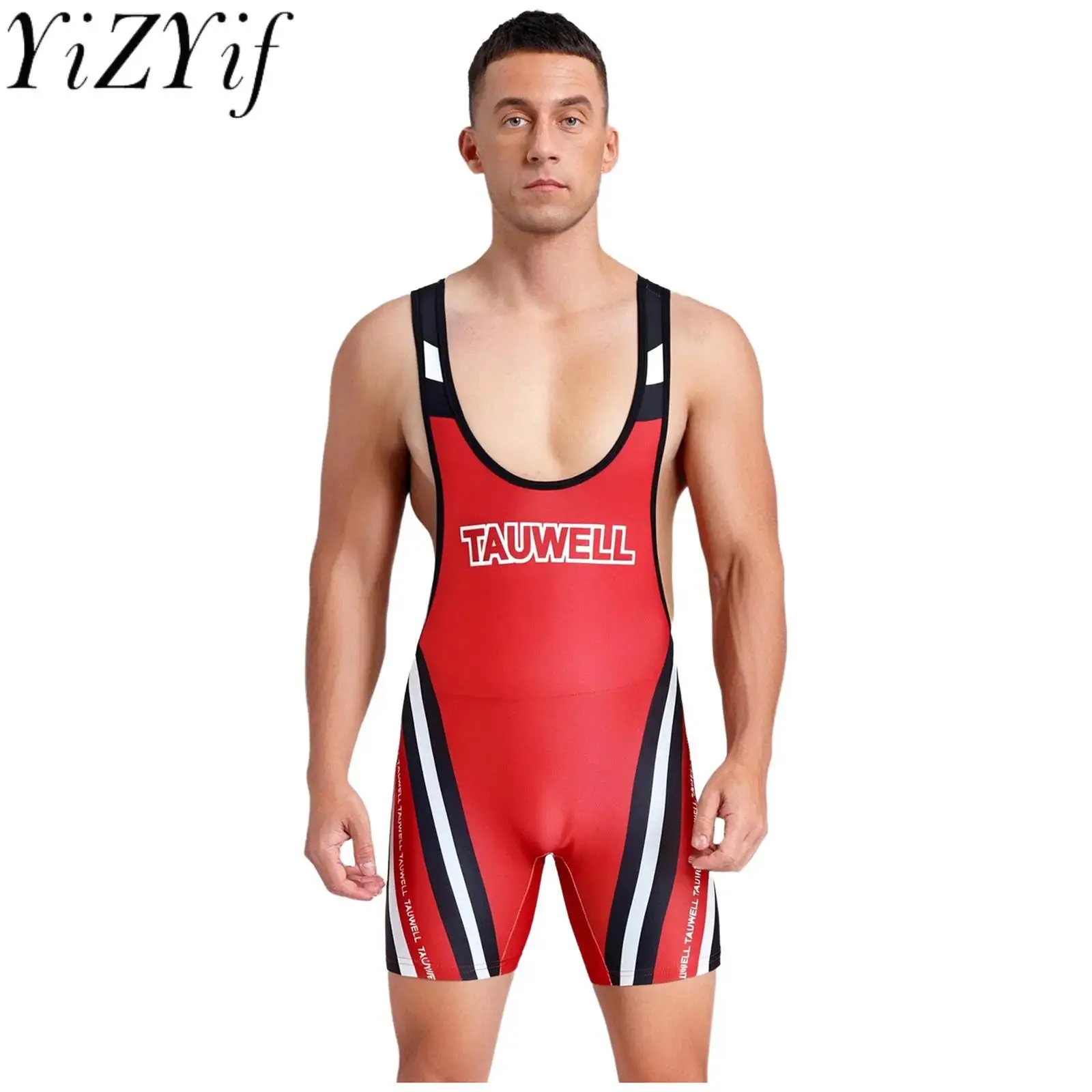 

Men's Bodybuilding Muscle Showing Bodysuit Boxer Shorts Athletic Supporter Workout Jumpsuit for Yoga Gym Sports Swimming Outfits