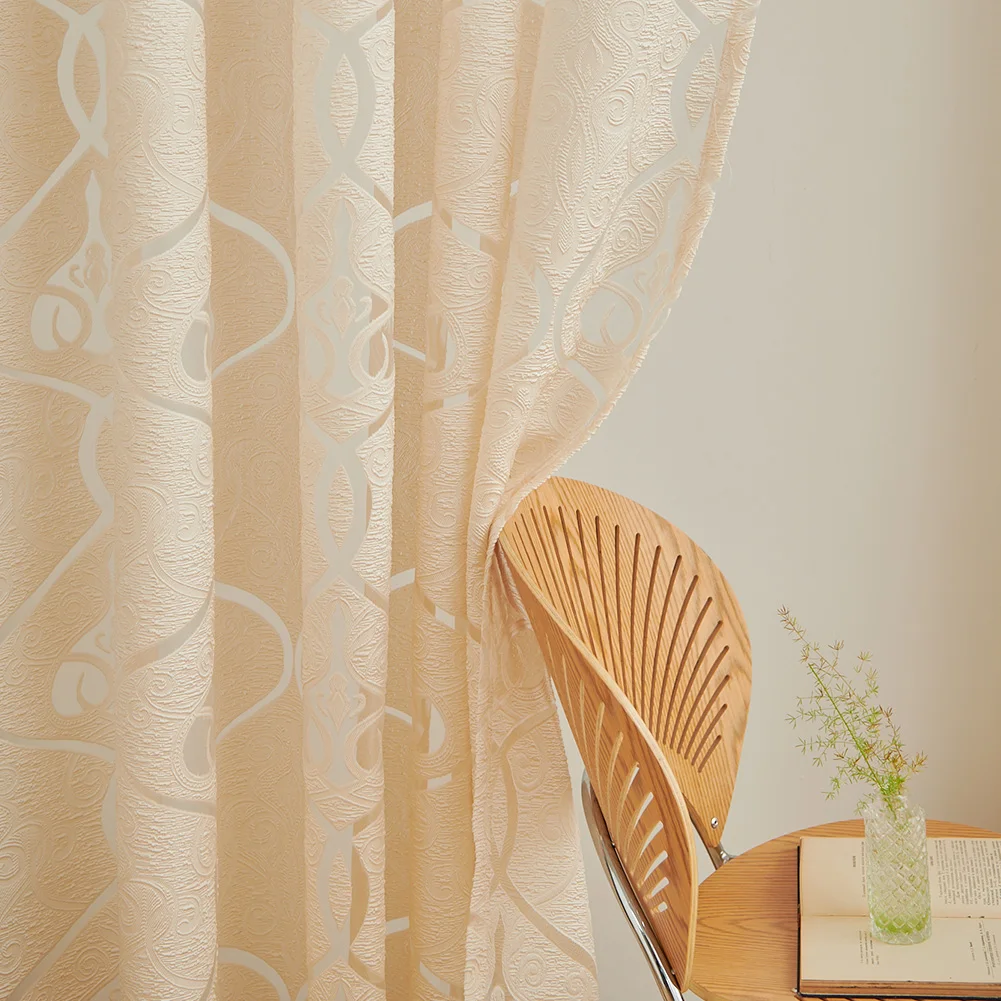 LEEJOOM European Style Jacquard Tulle Curtains Window Drpes for Living Dining Room Bedroom Home Decor 1PC