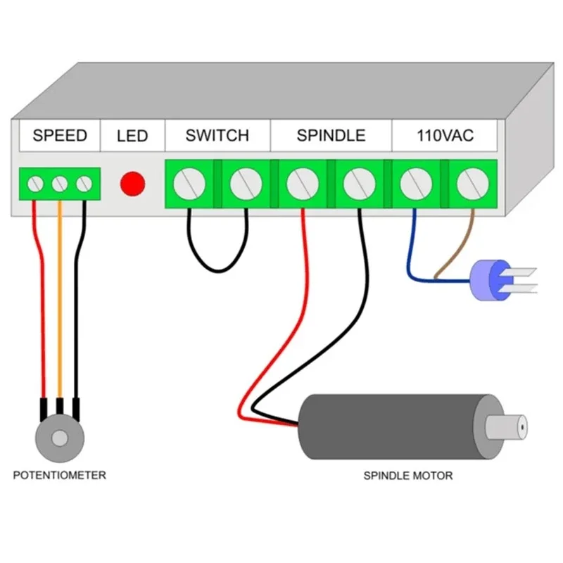 Nuovo motore mandrino raffreddato ad aria DC 500W ER11 Mandrino 0.5KW Motore mandrino + 52mm Vlamps + Regolatore di velocità di alimentazione per