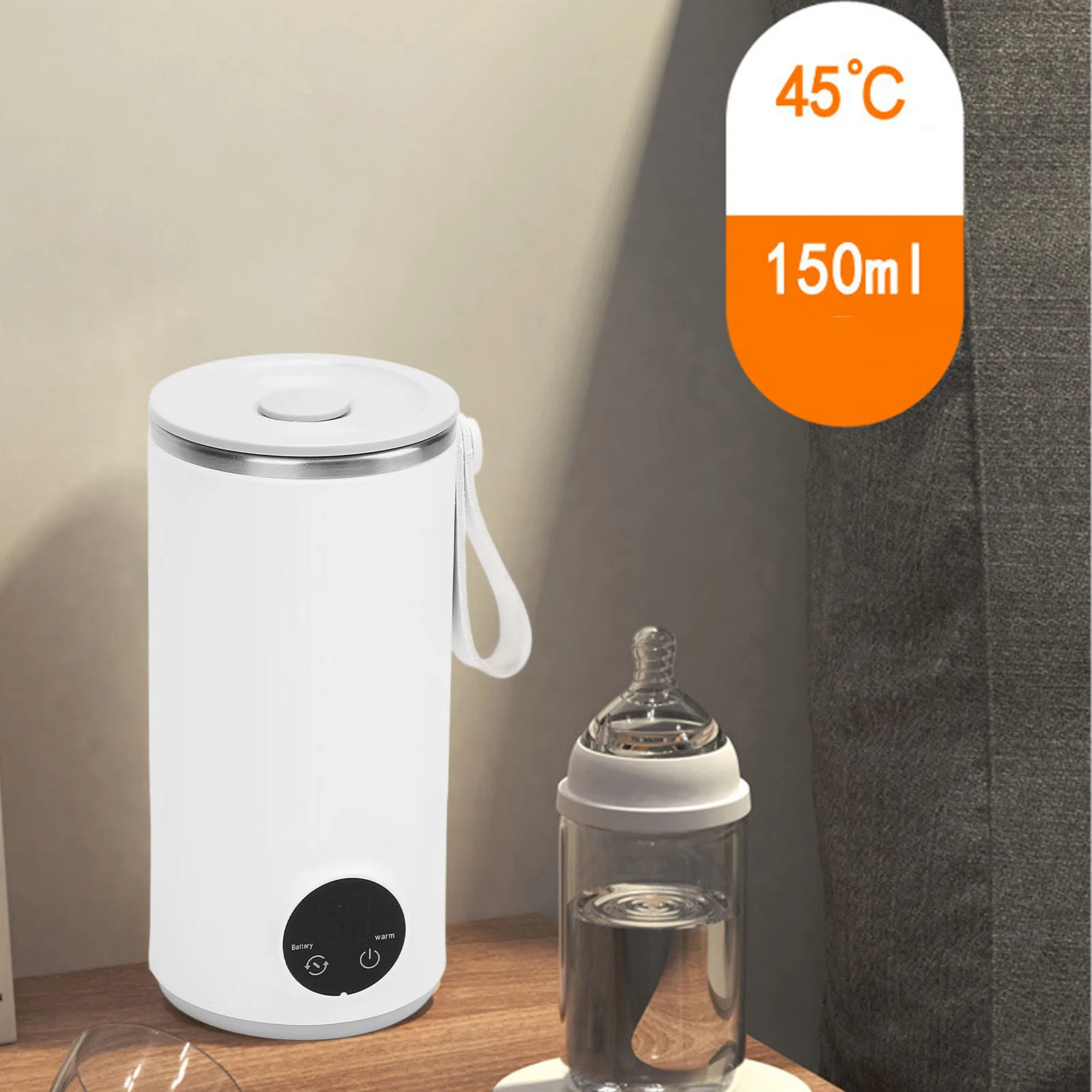 Travel Electric Kettle Cordless Rechargeable 400ML 55°C Stainless Steel Travel Hot Water Boiler for Milk Travel Electric Kettle