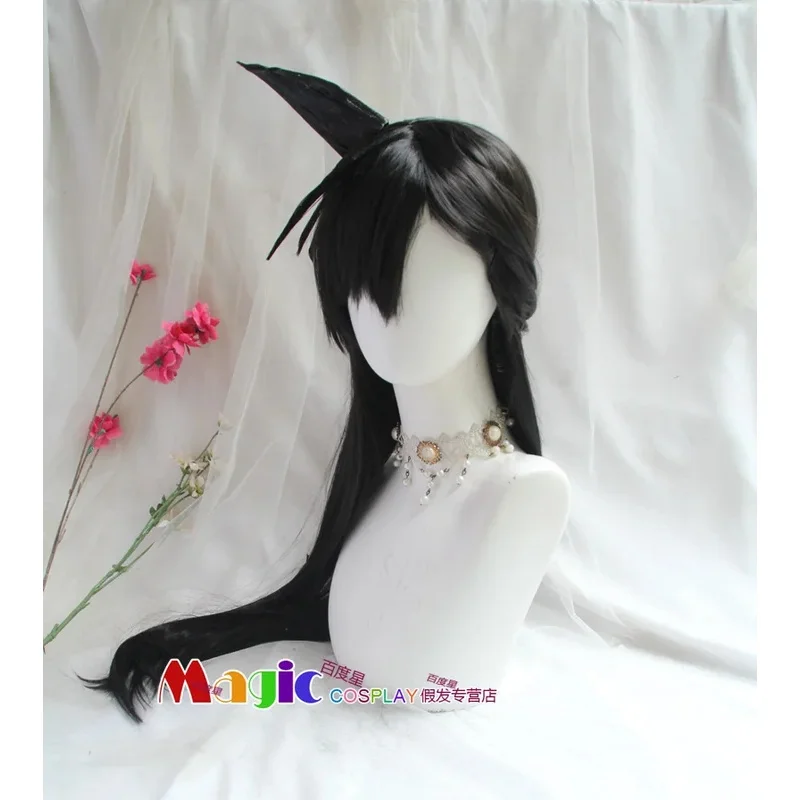 Anime Detective Con Mori ran cosplay wig 80cm long black hair Halloween party rode play wigs wig cap