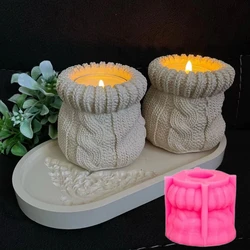 DIY woven sweater succulent plant flowerpot resin silicone mold woven pocket candle cup concrete cement gypsum silicone mold