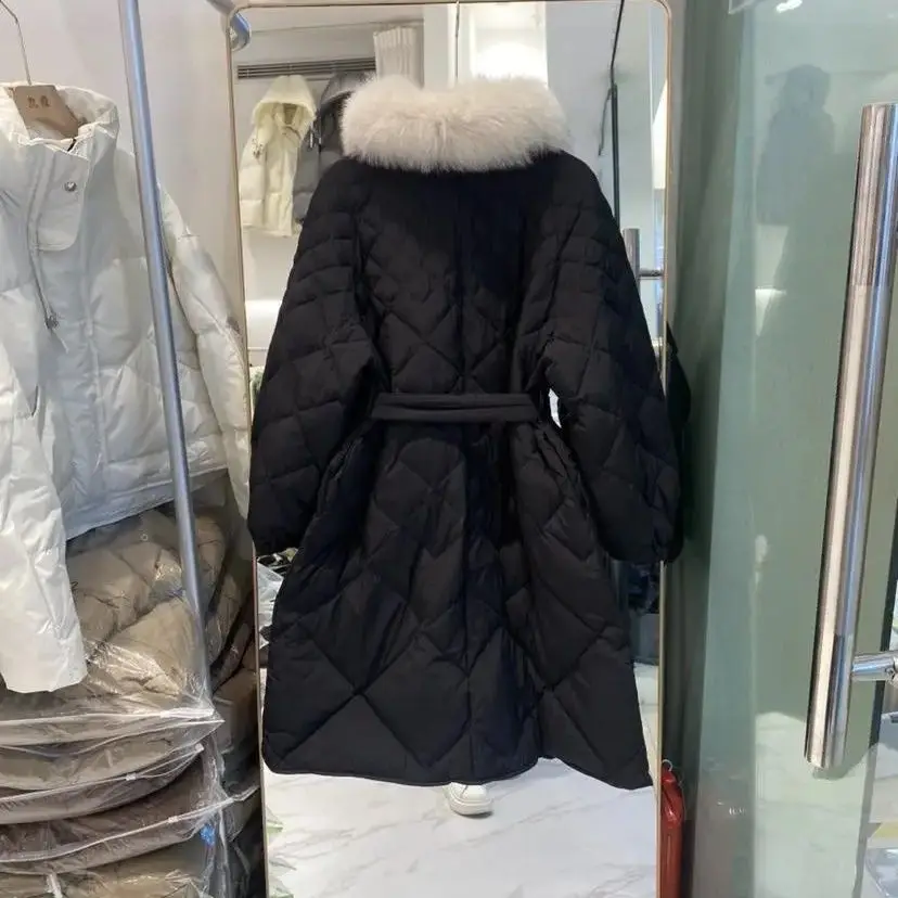 Winter nieuwe dames donsjack woon-werkverkeer Diamond Grid gebonden witte eend donsjack