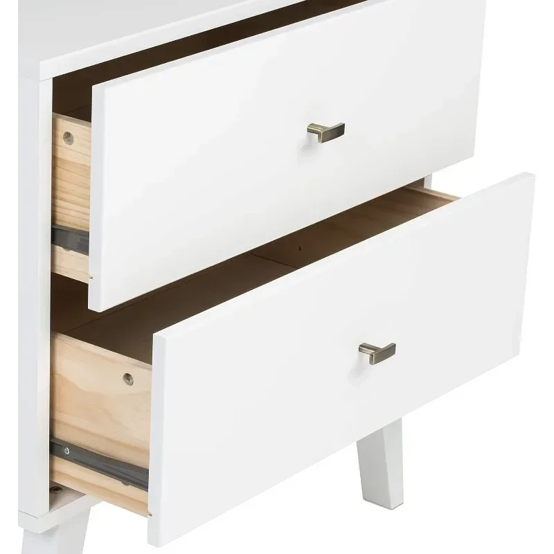 Midden Eeuw 6 Lades Dubbel Dressoir Voor Slaapkamer 16 "D X 52.50" Wx 33 "H, Witte Make-Up Bureau