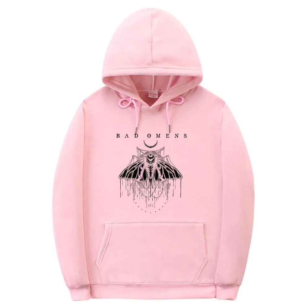 Unisex Bad Omens Print Hoodie, camisola de manga comprida, engraçada traça gráfica Sportswear, Hip Hop Streetwear, moda feminina e masculina