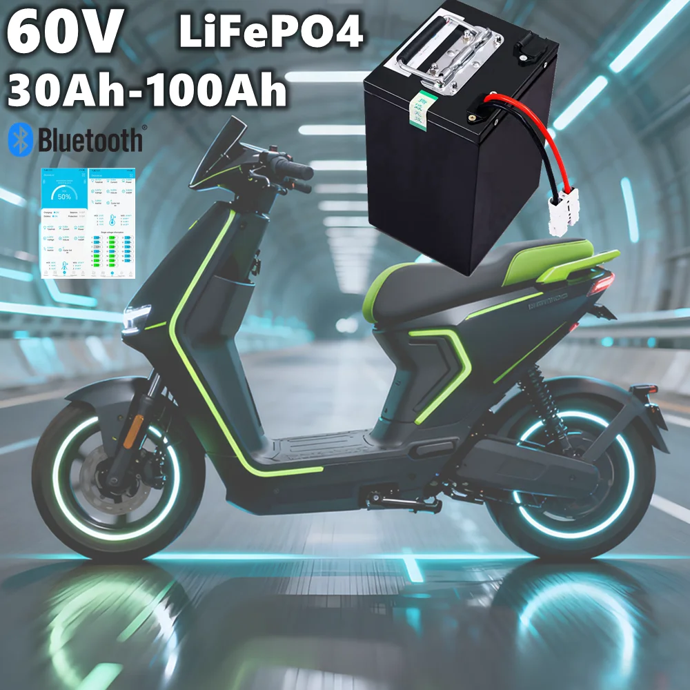 

60V 30Ah-100Ah lithium iron phosphate battery pack with Bluetooth intelligent BMS for use in scooter, microcar and other fields