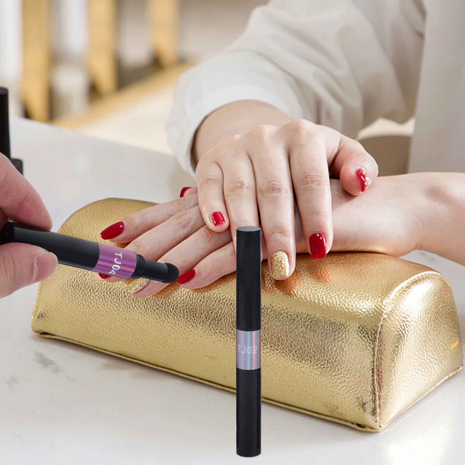 

6pcs Art Powder Pen Glitter Diy Manicure Pen For Women Solid Mirror Powder Nail Art Accessory Salon Supply Nail Diy Tool