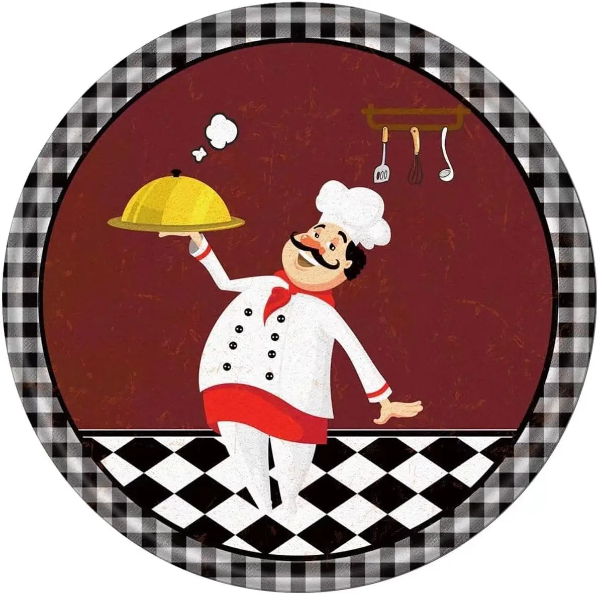 Metal Round Tin Signs Kitchen Chef with Gourmet Advertising Tin Sign Wall Decor Plaque Bar Poster Tin Sign Plaque Suitable for M