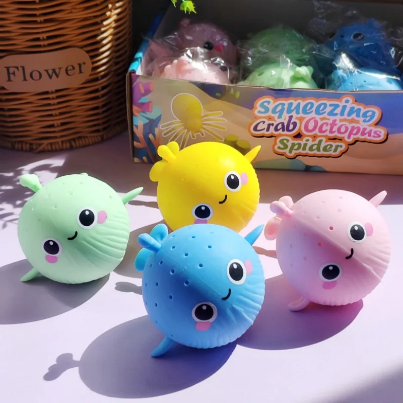 Creative Suction One-Horned Whale Pinch Music Children Play in the Water Happy Ocean Small Animal Toy Decompression