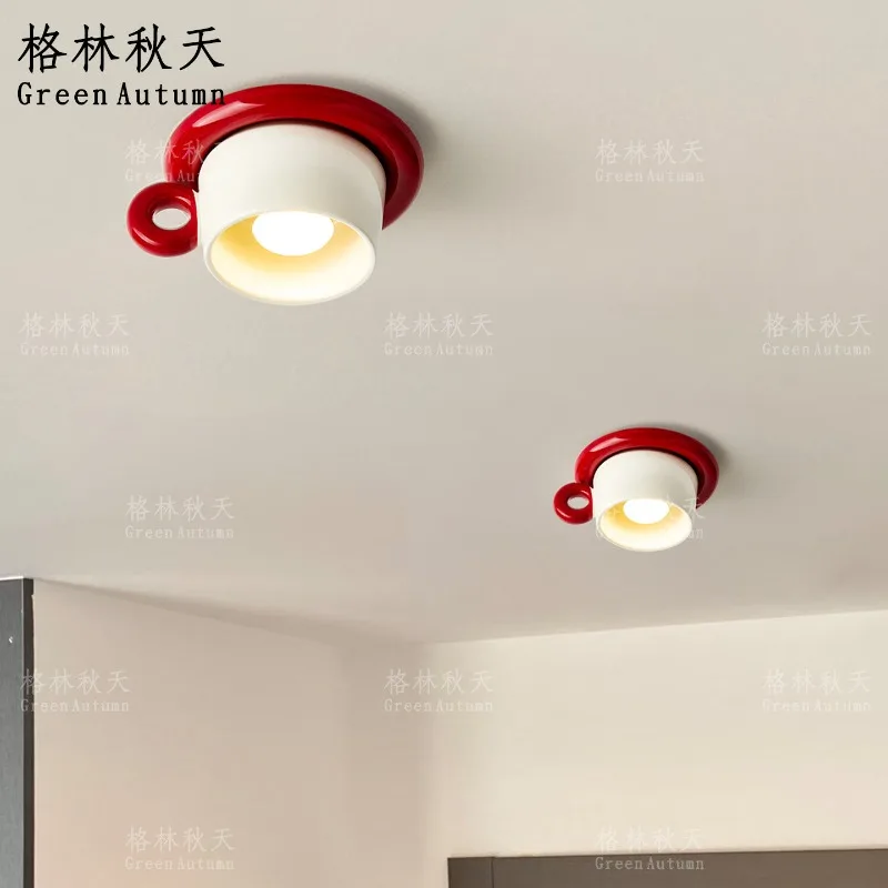 Everbright Store 2026 New Dopamine Recessed Teacup Light Ceramic Coffee Aisle Entrance Entrance Ceiling Light
