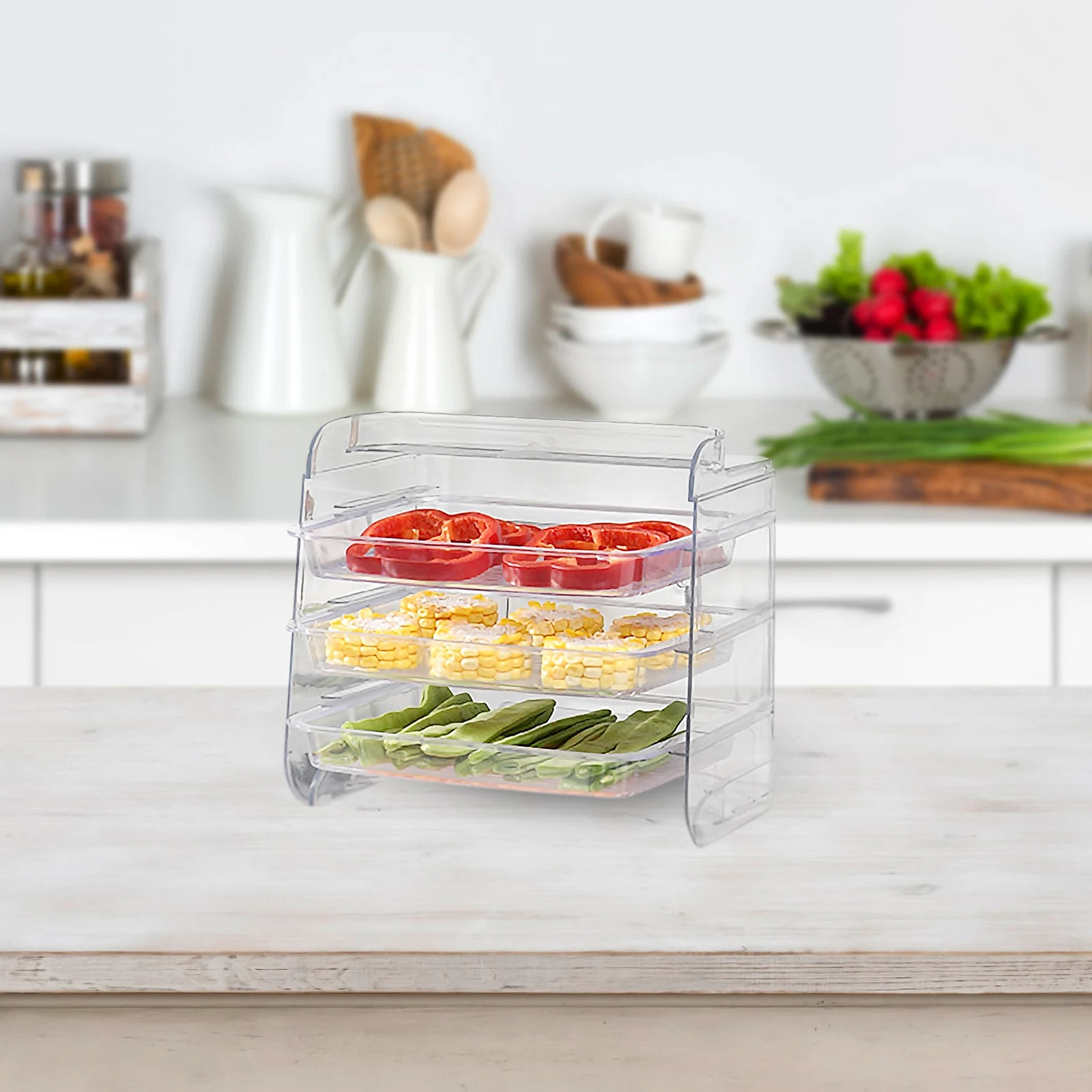 

Multi layer Condiment ganizer Drawer Kitchen Storage Tray Food Shelf Sundries Rack Veggie Prep Stable Eco friendly Plastic Long