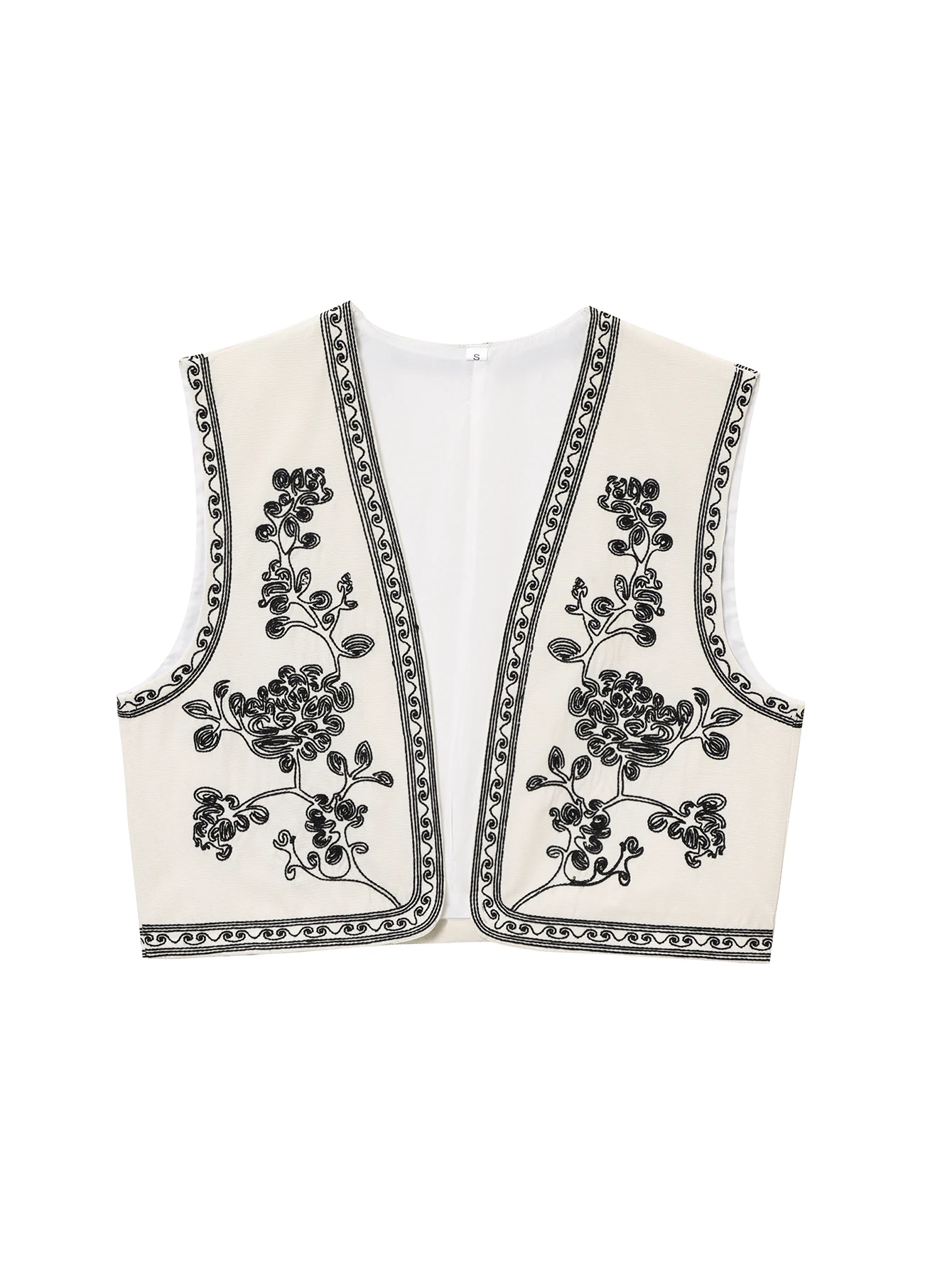 

Women's Vests Sleeveless Embroidered Vest Top Streetwear Coats Lady Vests For Woman Boho Cropped Waistcoat Cardigans