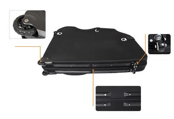 Op maat gemaakte hoogwaardige harde schaalmateriaal EVA/ABS fietsladbox, transportopbergdoos met rollen, fietsreizen
