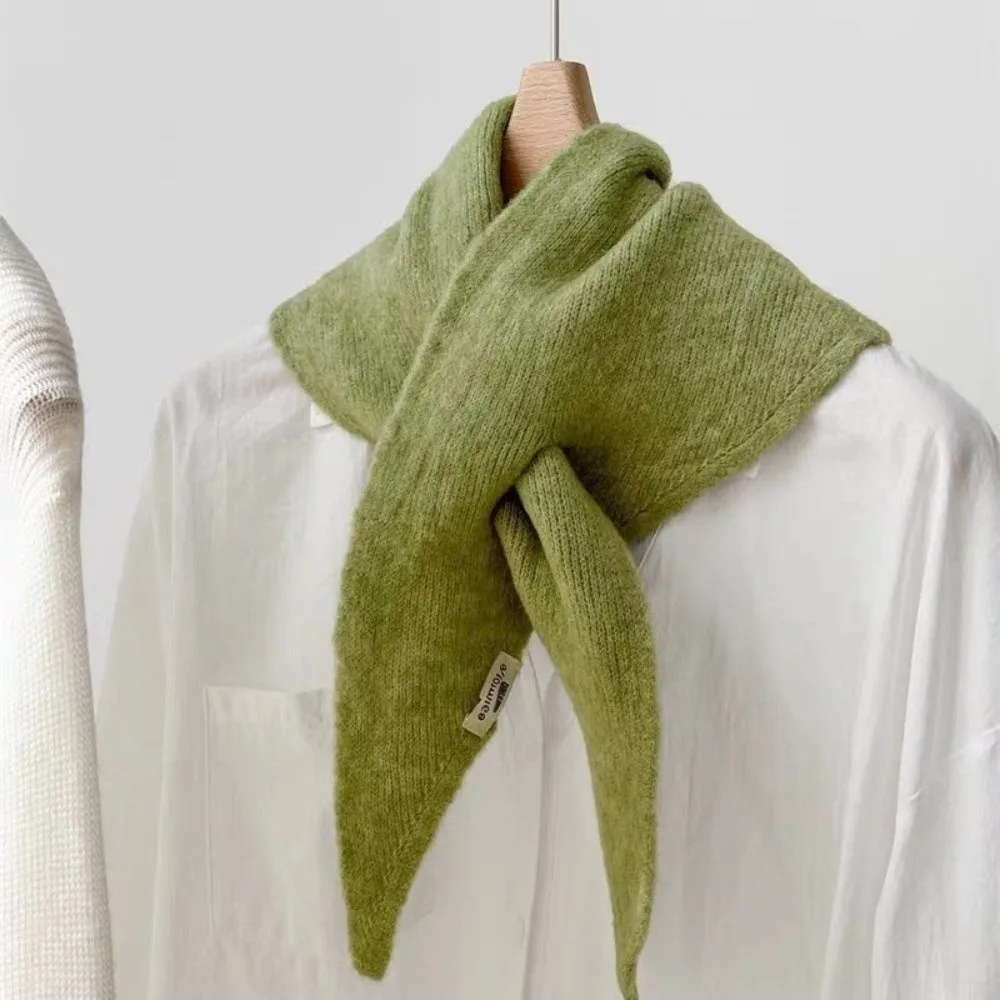 New Windproof Neck Warmer Coldproof Triangular Knitted Scarf Knitted Warm Neckerchief Gift