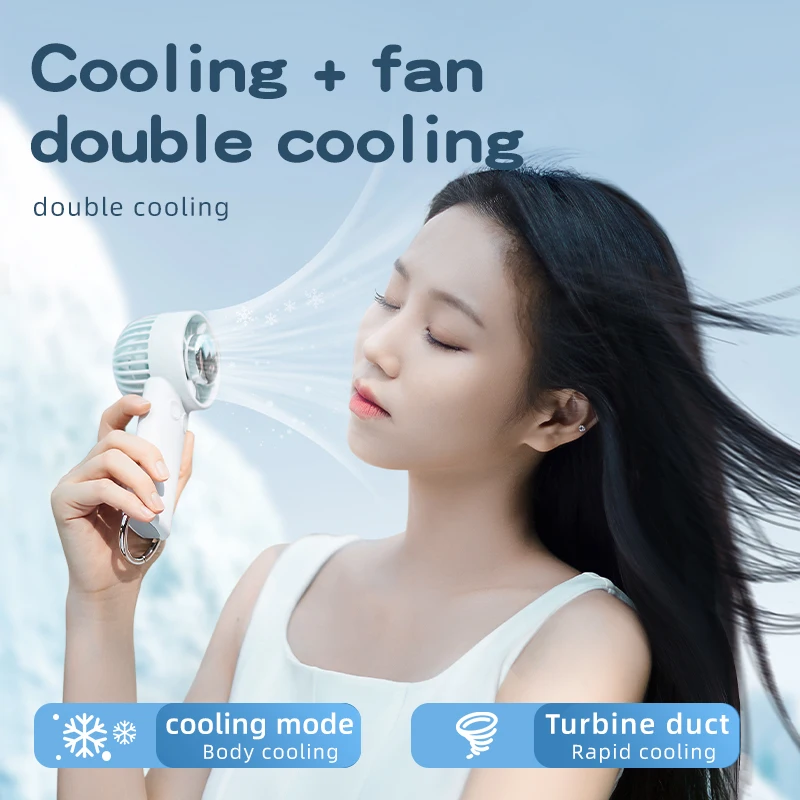 Mini Fan Portable Handheld Ice Pack Semiconductor Cooling Fan Astronaut USB Charging High Wind Desktop Outdoor Bladeless Fan