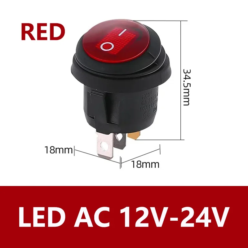 5/20/100PCS 3Pin 12V KCD1 Mini Round Circular Shape Waterproof Rocker Switch ON/OFF Electrical Equipment With Lighting Power