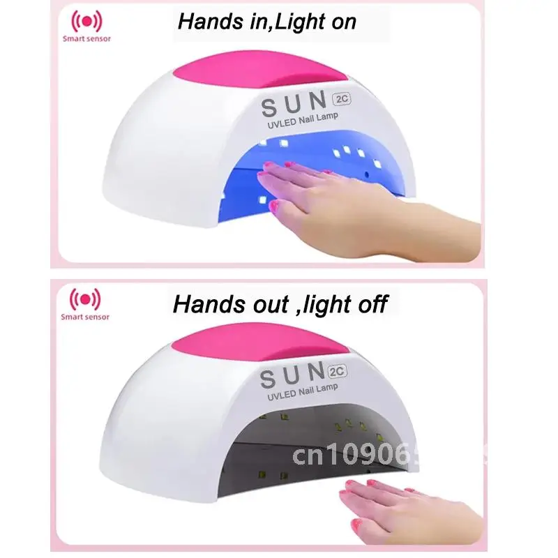 SUN 2C Nail Lamp 48W Gel UV Nail Lamp Nail Dryer for Nails lampara de unas LED with 4 Timer Setting Infrared Sensor