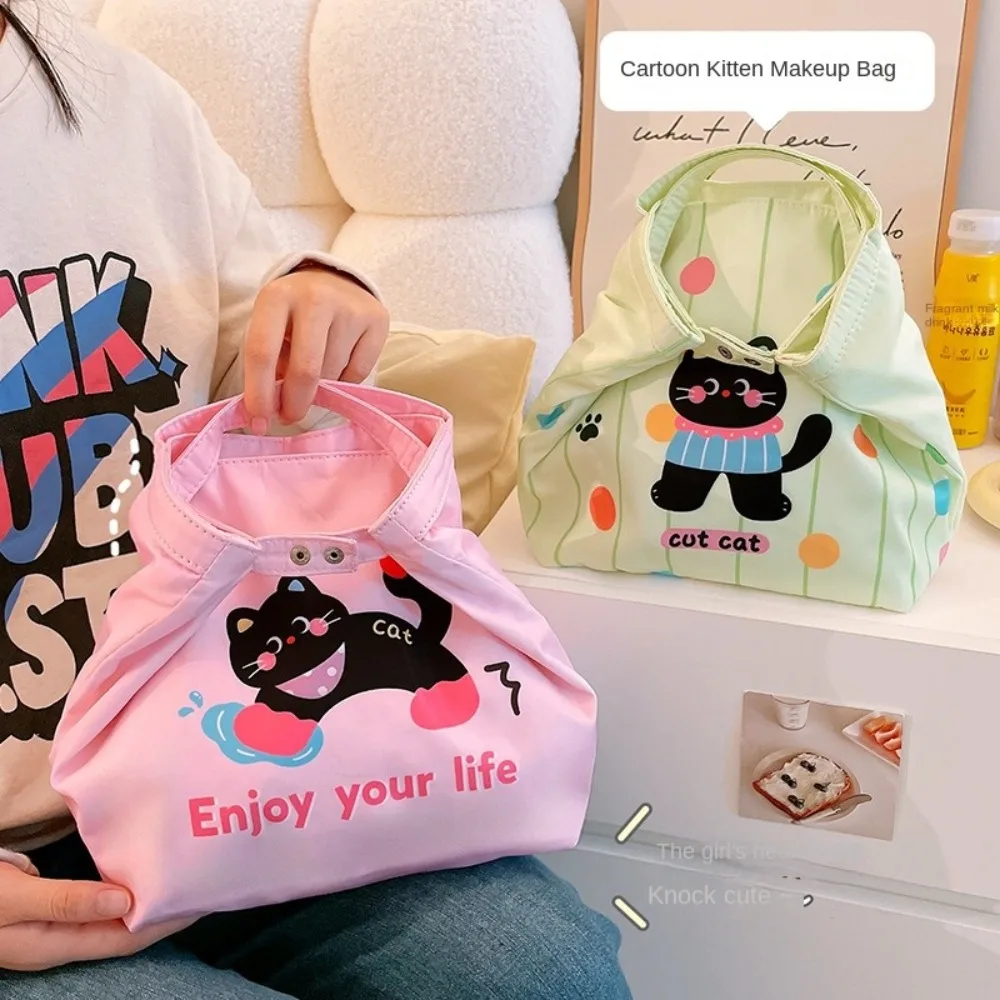 

Cute Cat Cute Thermal Lunch Bag Large Capacity Waterproof Food Storage Pouch Zipper Lightweight Cosmetic Bag Camping