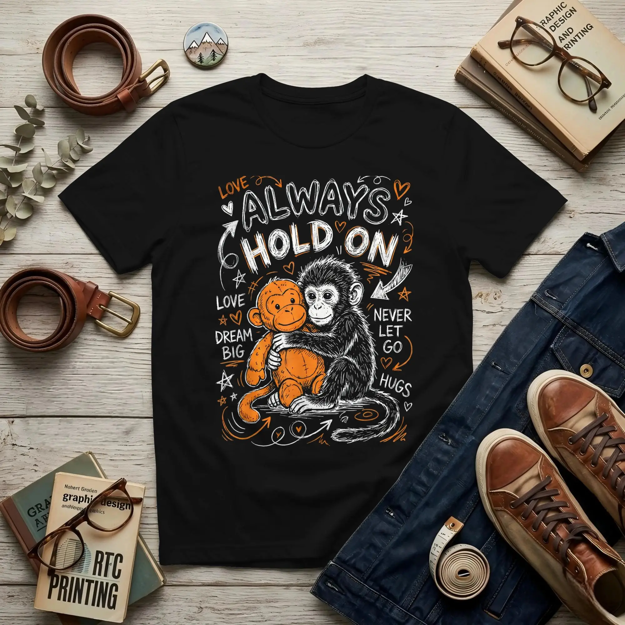 Punch Monkey Cute Funny Animal  Men's T Shirts Punch Monkey  Amazing Tee Shirt Short Sleeve Crew Neck Cotton Summer Tops T-Shirt